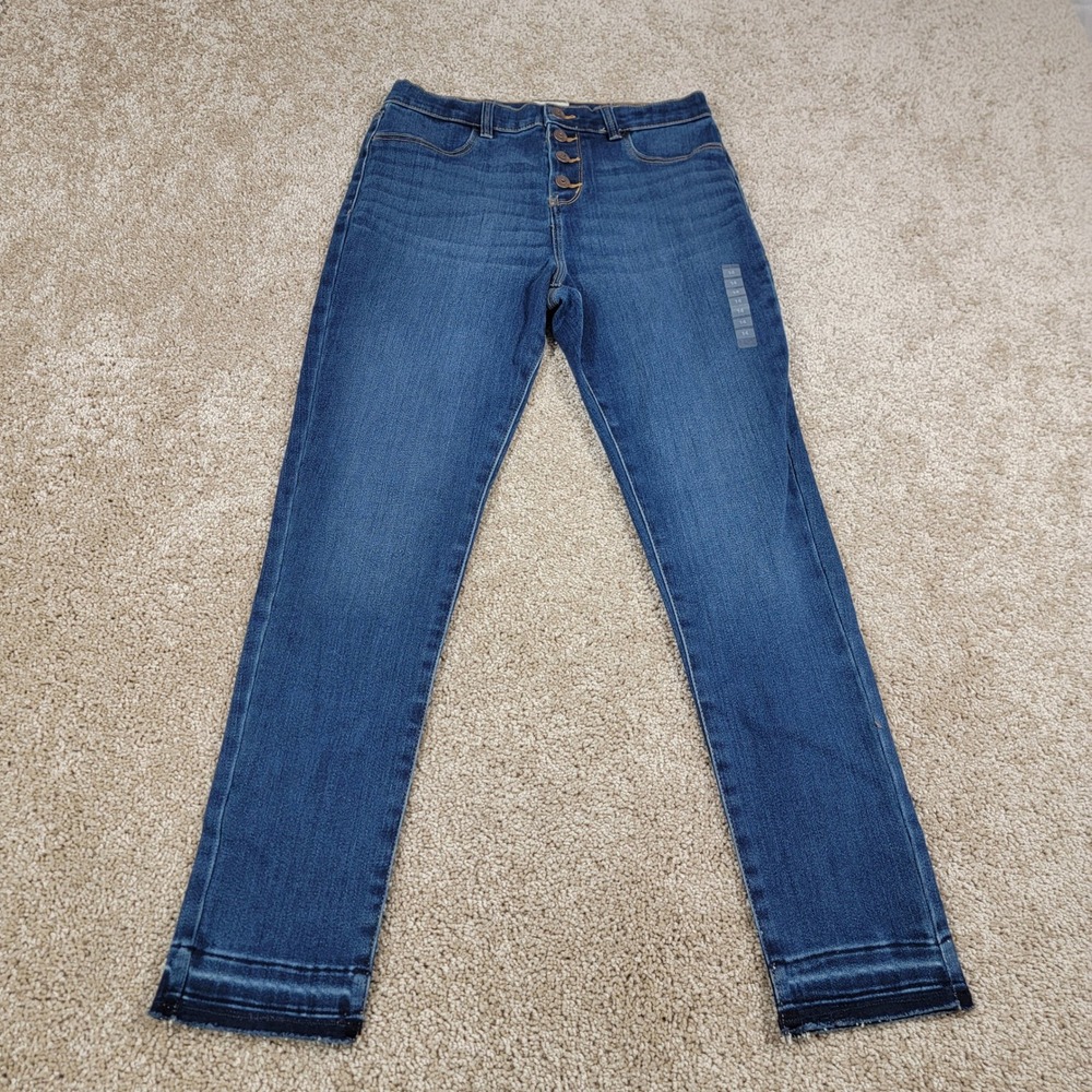 OshKosh Button Fly Jeans Frayed Hem Dark Wash Denim Pants‎ Girls Size 14 NWOT